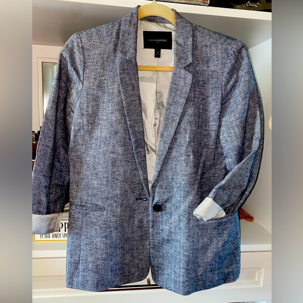 Banana Republic Women’s Blue Linen-Blend Blazer